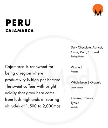 Peru , Cajamarca coffee label description